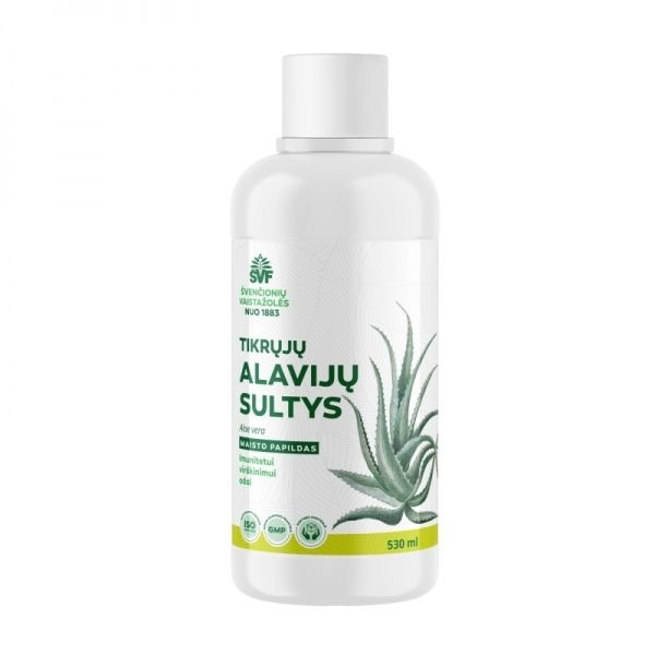 ŠVENČIONIŲ VAISTAŽOLĖS maisto papildas imunitetui, virškinimui, odai TIKRŲJŲ ALAVIJŲ SULTYS, 530 ml