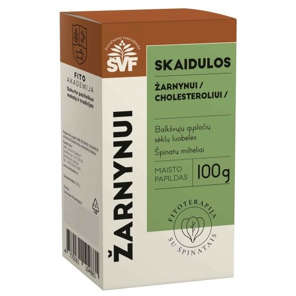 ŠVENČIONIŲ VAISTAŽOLĖS maisto papildas skaidulos su špinatais ŽARNYNUI, 100 g