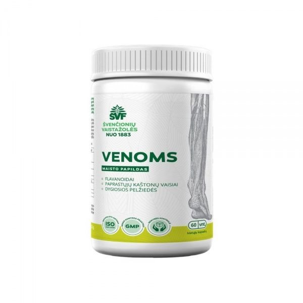 ŠVENČIONIŲ VAISTAŽOLĖS maisto papildas VENOMS, 60 kaps.