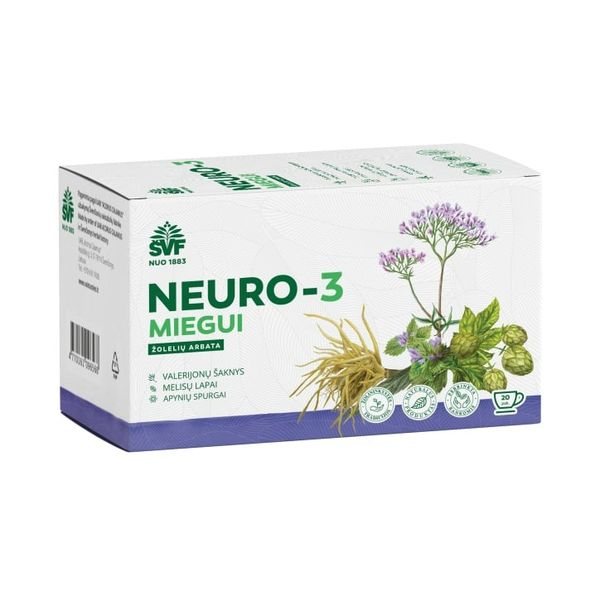 ŠVENČIONIŲ VAISTAŽOLĖS miegui NEURO-3, žolelių arbata, x 20 vnt., 1.5 g