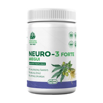 ŠVENČIONIŲ VAISTAŽOLĖS, NEURO-3 FORTE, miegui, 30 kaps.