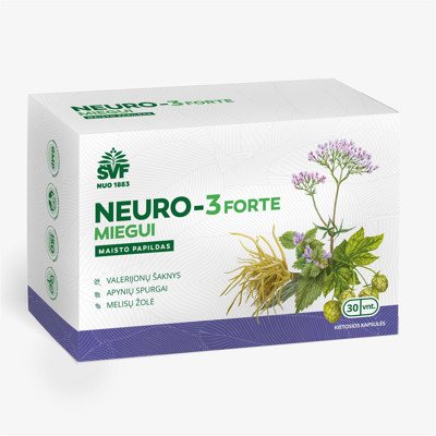 ŠVENČIONIŲ VAISTAŽOLĖS NEURO-3 MIEGUI FORTE, 30 kapsulių