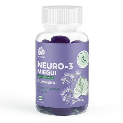 ŠVENČIONIŲ VAISTAŽOLĖS NEURO-3, miegui su melatoninu, 60 guminukų