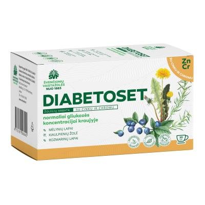 ŠVENČIONIŲ VAISTAŽOLĖS normaliai gliukozės koncentracijai kraujyje DIABETOSET, žolelių arbata, x 20 vnt., 1.5 g