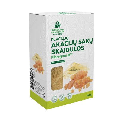 ŠVENČIONIŲ VAISTAŽOLĖS Plačiųjų akacijų sakų skaidulos Fibregum B, . milteliai, 100 g