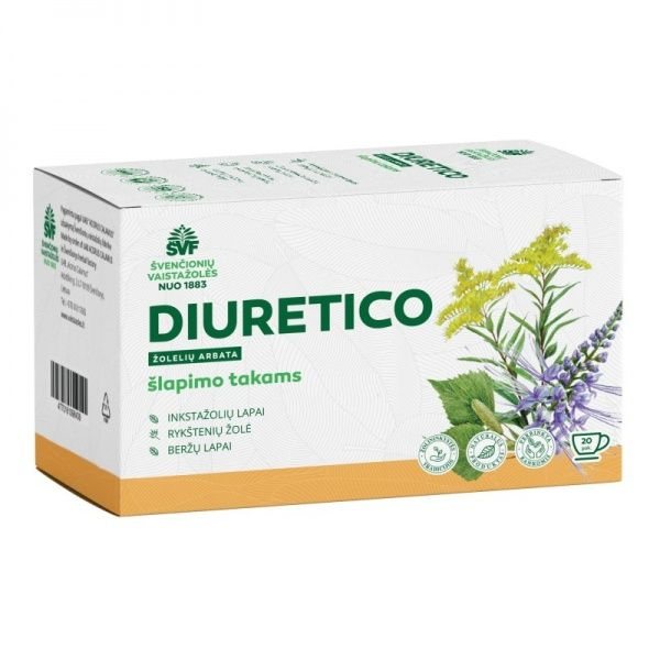 ŠVENČIONIŲ VAISTAŽOLĖS šlapimo takams DIURETICO, žolelių arbata, x 20 vnt., 1.5 g