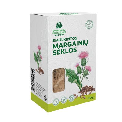 ŠVENČIONIŲ VAISTAŽOLĖS Smulkintos margainių sėklos, . milteliai, 150 g