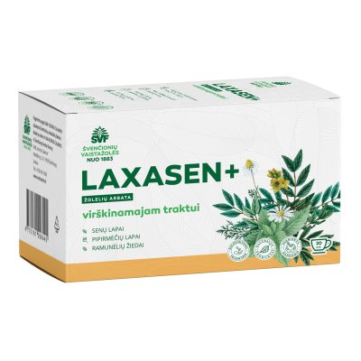 ŠVENČIONIŲ VAISTAŽOLĖS virškinamajam traktui LAXASEN+, žolelių arbata, x 20 vnt., 1.5 g