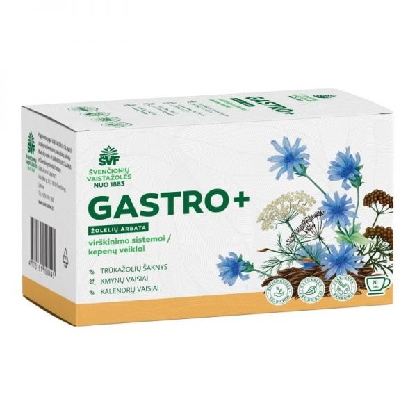 ŠVENČIONIŲ VAISTAŽOLĖS virškinimui, kepenims GASTRO+, žolelių arbata, x 20 vnt., 1.5 g