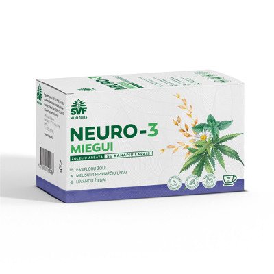 ŠVF/AC NEURO-3 MIEGUI su kanapių lapais, ŽOLELIŲ ARBATA, 1,5gx20