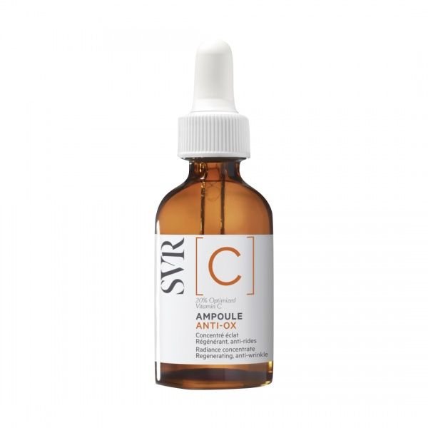 SVR AMPOULE [C] ANTI-OX koncentruotas švytėjimo suteikiantis serumas su vitaminu C, 30 ml