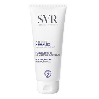 SVR PSORIASIS XERIAL DM, medicininė priemonė su šlapalu ir egzopolisacharidais simptominiam psoriazės gydymui, 200 ml