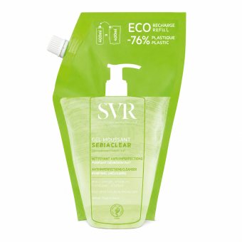 SVR SEBIACLEAR GEL MOUSSANT gelinis prausiklis riebiai odai PAPILDYMAS, 400 ml