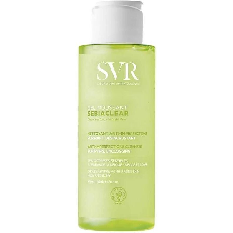 SVR SEBIACLEAR gelinis prausiklisia riebiai, į aknę linkusiai odai, 100 ml