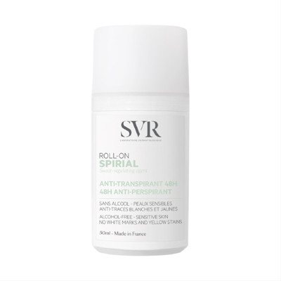 SVR SPIRIAL ROLL-ON, rutulinis antiperspirantas nuo vidutinio arba intensyvaus prakaitavimo, 50 ml