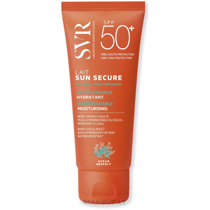 SVR SUN SECURE LAIT biologiškai skaidus apsauginis pienelis SPF50+, 100 ml