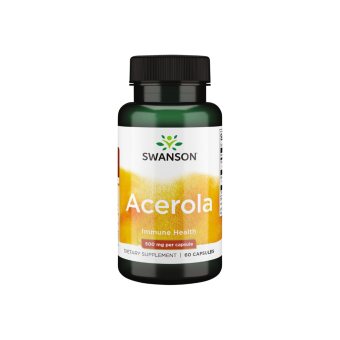 SWANSON ACEROLA ekstraktas su natūraliu vitaminu C, 60 kapsulių