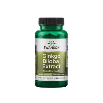 SWANSON GINKGO BILOBA STANDARTIZUOTAS EKSTRAKTAS, 120 kapsulių