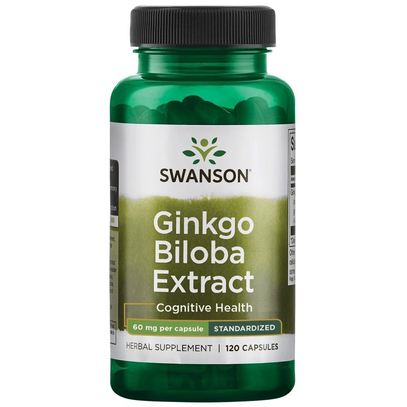 SWANSON, Ginkgo Biloba standartizuotas ekstraktas, 120 kapsulių, N1