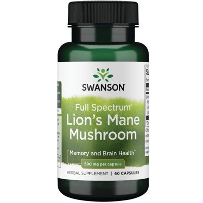 SWANSON LION'S MANE (Liūto Karčiai), 500 mg, 60 kapsulių