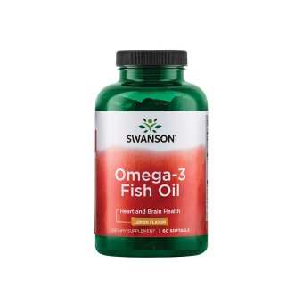 SWANSON OMEGA 3 1000MG CITRINŲ SKONIO ŽUVŲ TAUKAI, 60 minkštų kapsulių