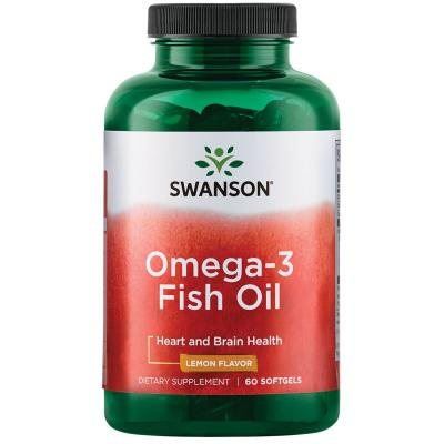 SWANSON Omega 3 1000Mg Citrinų skonio žuvų taukai, N60