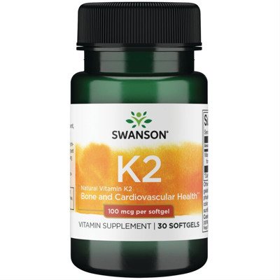 SWANSON VITAMINAS K2, 100 mcg, 30 kapsulių