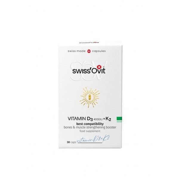 SWISSOVIT maisto papildas VITAMINAS D3 4000 TV + K2, 30 kaps.