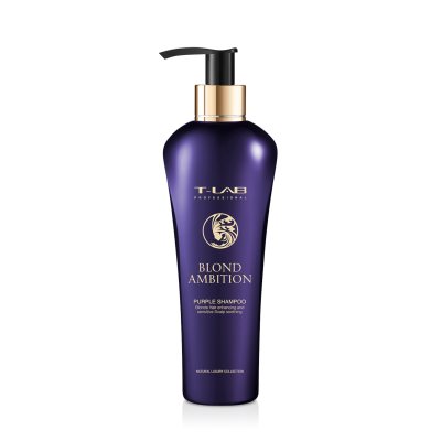 T-LAB Professional šviesių plaukų šampūnas BLOND AMBITION PURPLE SHAMPOO, 300 ml