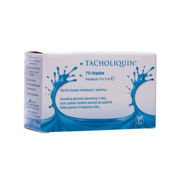 TACHOLIQUIN inhaliavimo tirpalas, 1%, x 5 ml, 10 vnt