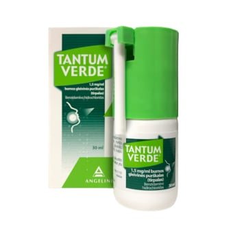 TANTUM VERDE, 1,5mg/ml, su mechaniniu purkštuku, burnos gleivinės purškalas (tirpalas), N1, 30 ml