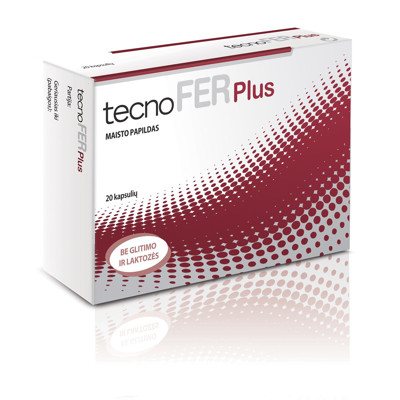 TECNOFER PLUS, 30 mg, be glitimo ir laktozės, 20 kapsulių