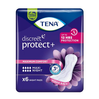 TENA DISCREET MAXI NIGHT, paketai, 6 vnt