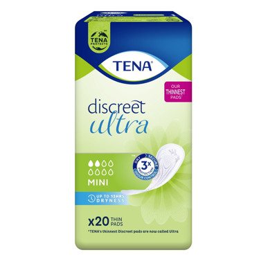 TENA DISCREET PAD MINI, įklotai, 20 vnt