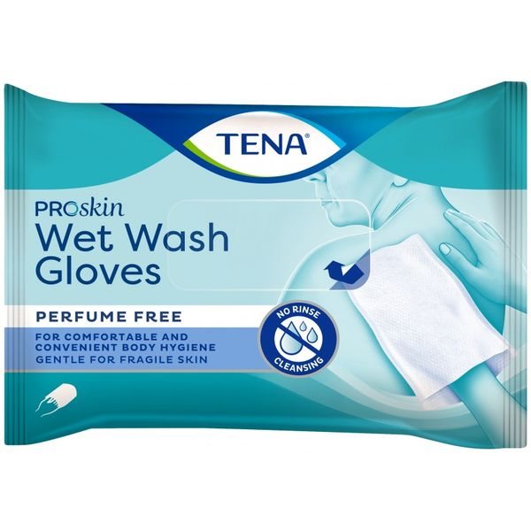 TENA drėgnos valymo pirštinės WET WASH GLOVES, 8 vnt