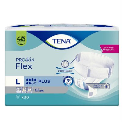 TENA FLEX PLUS, Juostinės sauskelnės šlapimo nelaikymui, L, 30 vnt