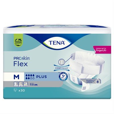 TENA FLEX PLUS MEDIUM, Juostinės sauskelnės šlapimo nelaikymui, M, 30 vnt