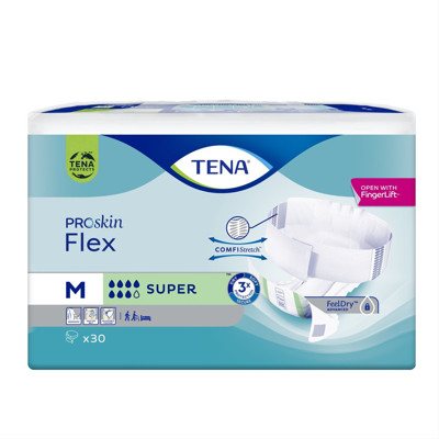 TENA FLEX SUPER, Juostinės sauskelnės šlapimo nelaikymui, M, 30 vnt