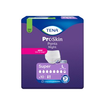 TENA naktinės sauskelnės kelnaitės PANTS NIGHT SUPER, L dydis, 10 vnt