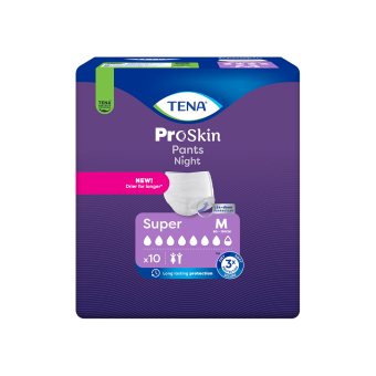 TENA naktinės sauskelnės kelnaitės PANTS NIGHT SUPER, M dydis, 10 vnt