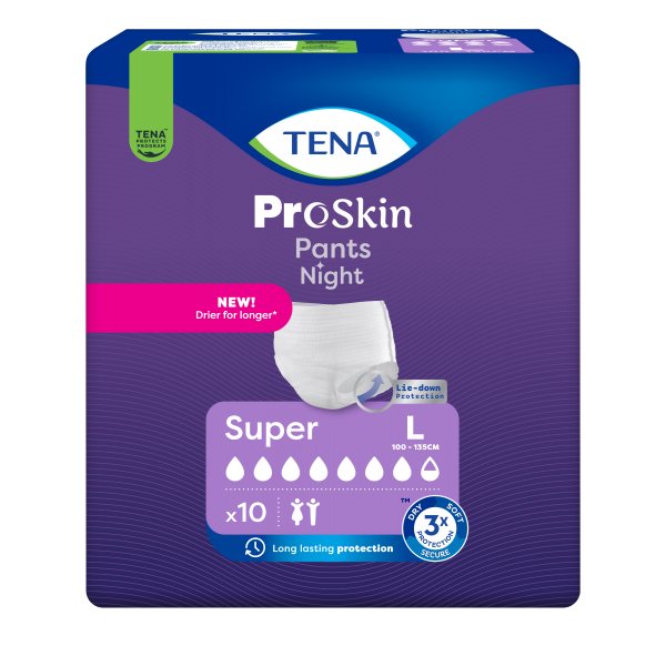 TENA sauskelnės-kelnaitės PANTS NIGHT SUPER, L, 10 vnt