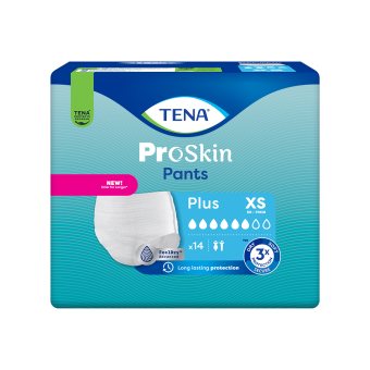 TENA sauskelnės kelnaitės PANTS PLUS, XS dydis, 14 vnt