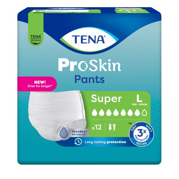 TENA sauskelnės-kelnaitės PANTS SUPER, L, 12 vnt