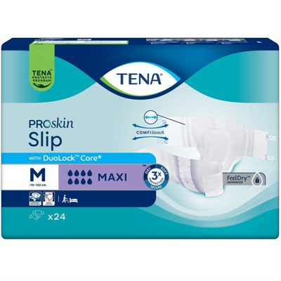 TENA SLIP MAXI, Anatominės sauskelnės šlapimo nelaikymui, M, 24 vnt