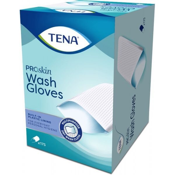 TENA valymo pirštinės WASH GLOVES, 175 vnt