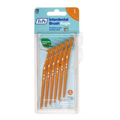 TEPE ANGLE, tarpdančių šepetėliai su koteliu, oranžinis, 6 vnt., 0.45 mm