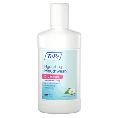 TEPE, burnos skalavimo skystis, drėkinamasis, sausai burnai, obuolių-mėtų skonio, 500 ml