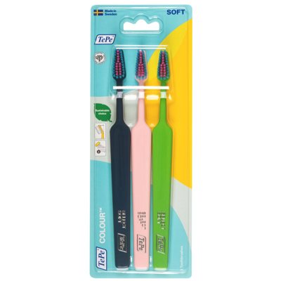 TEPE COLOUR, dantų šepetėlis, minkštas, blisteris, 3 vnt