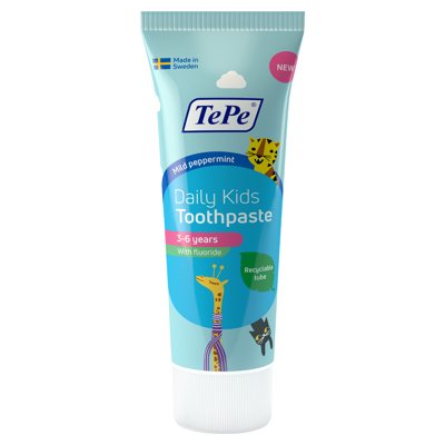 TEPE DAILY KIDS, dantų pasta vaikams mėtų skonio, 0-6 metų, 75 ml