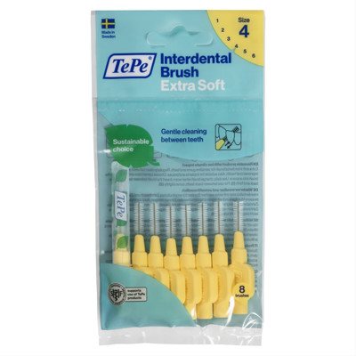 TEPE EXTRA SOFT, dantų šepetėlis tarpdančiams, geltoni, 8 vnt., 0.7 mm